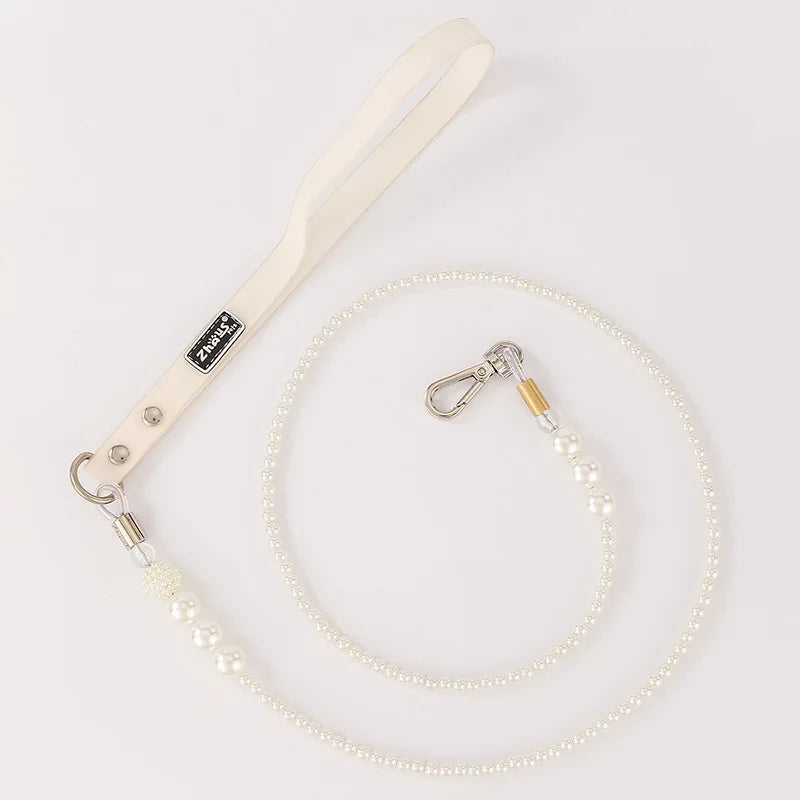CN Shanghai Pearl Pet Collar And Leash Set With Star Charm