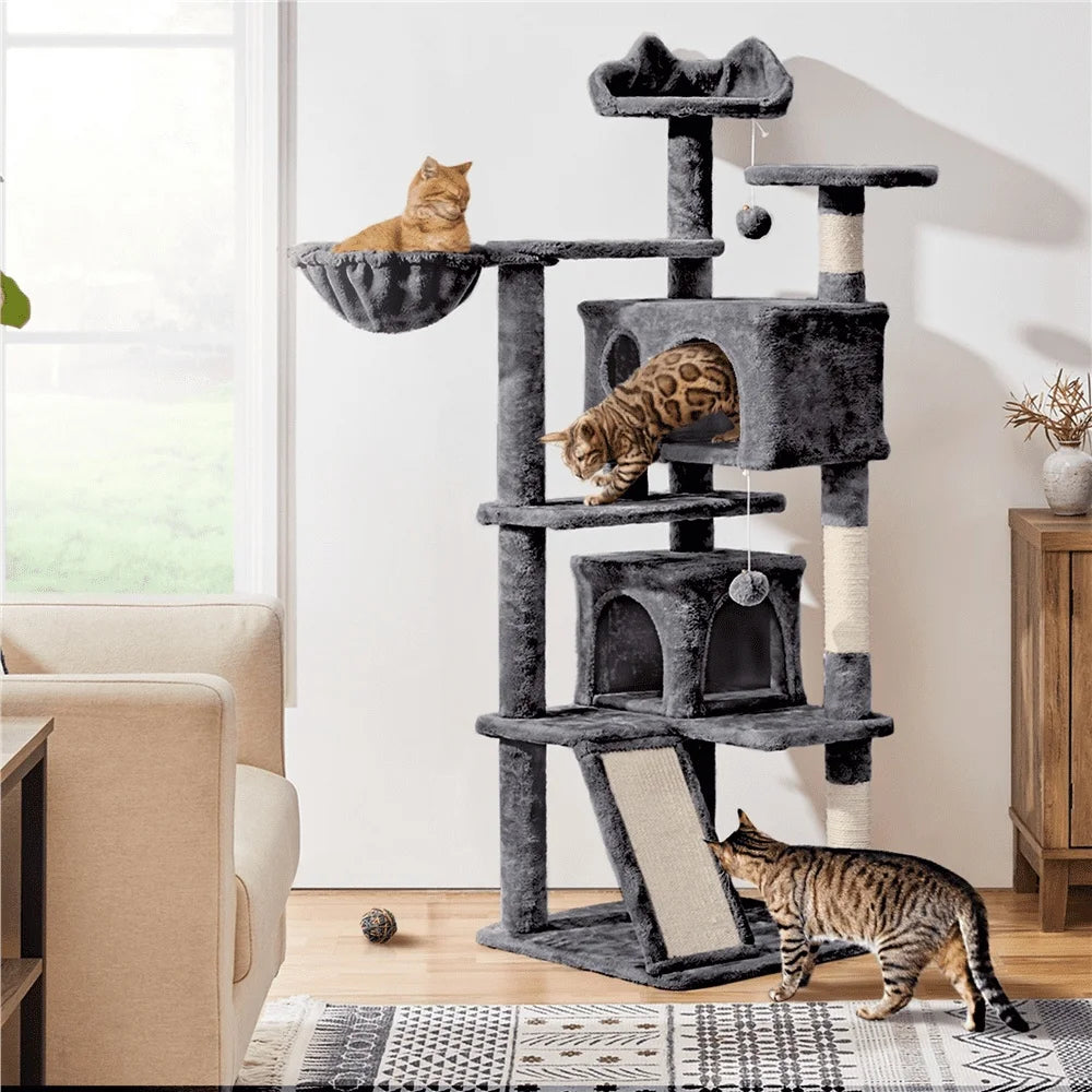 XMSJ Cat Tree Tower With Scratching Posts Cozy Condos