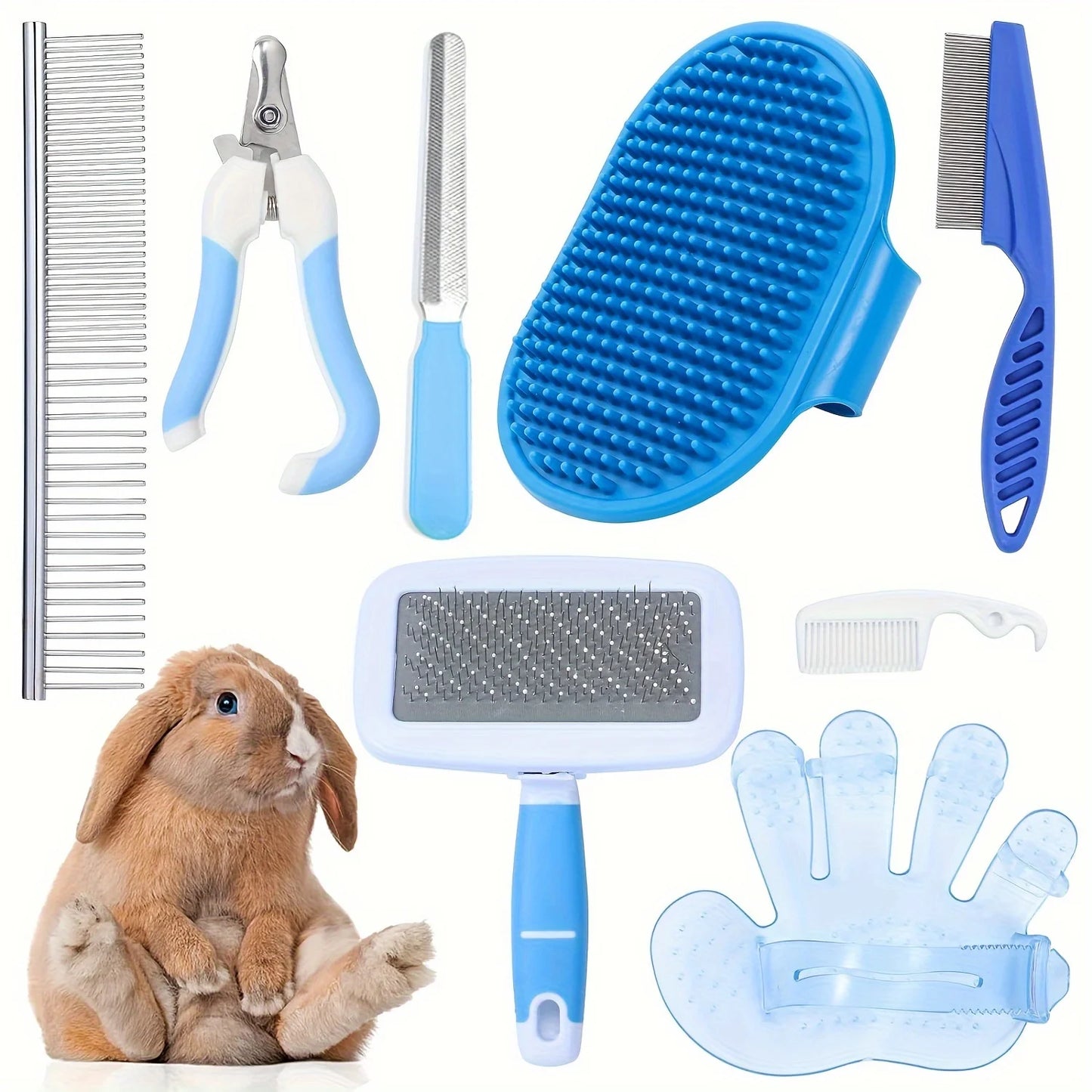 Hign-Concerned Rabbit Grooming Kit With Silicone Brushes