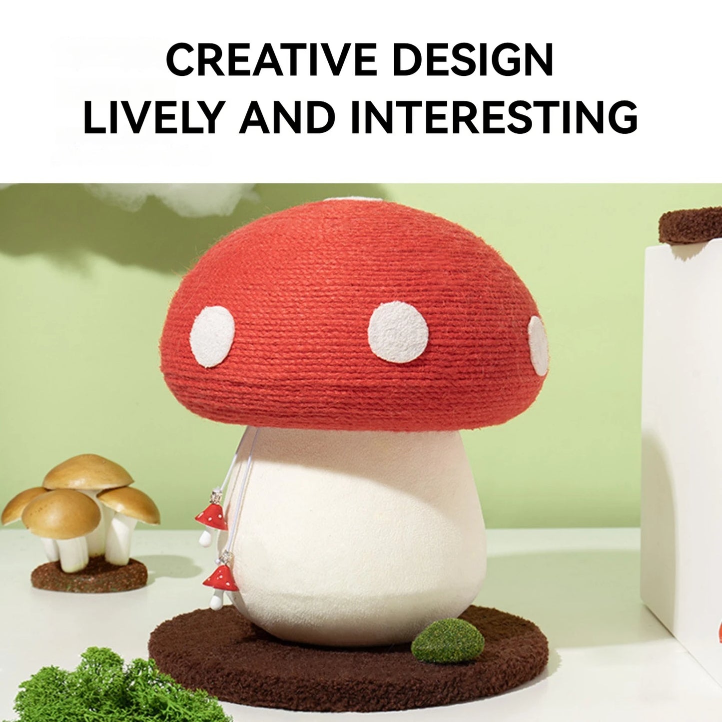 Red Cap Mushroom Cat Scratching Post Cute Indoor Cat Tower Scratcher