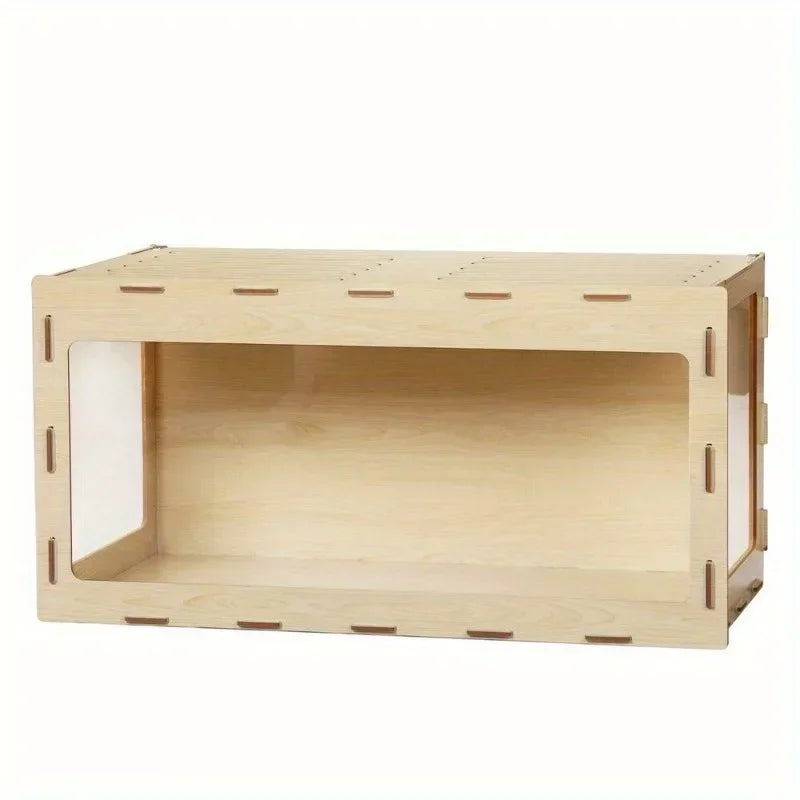 Large Wooden Hamster Cage with Acrylic Board and Flip Top for Comfortable Habitat