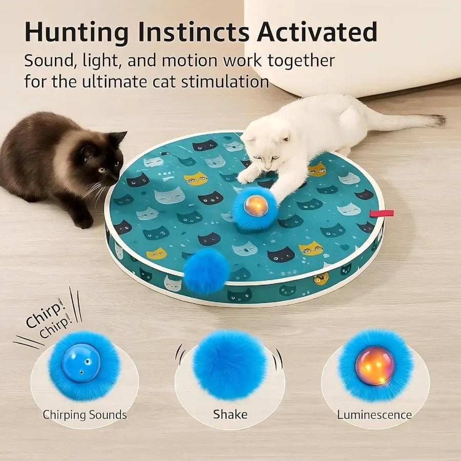 Interactive Cat Toy Play Mat With Motion Balls Bird Sounds