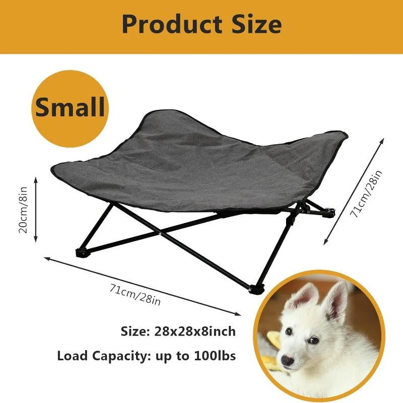 Elevated Dog Bed Portable Raised Pet Cot Indoor Folding Bed with Carrying Bag