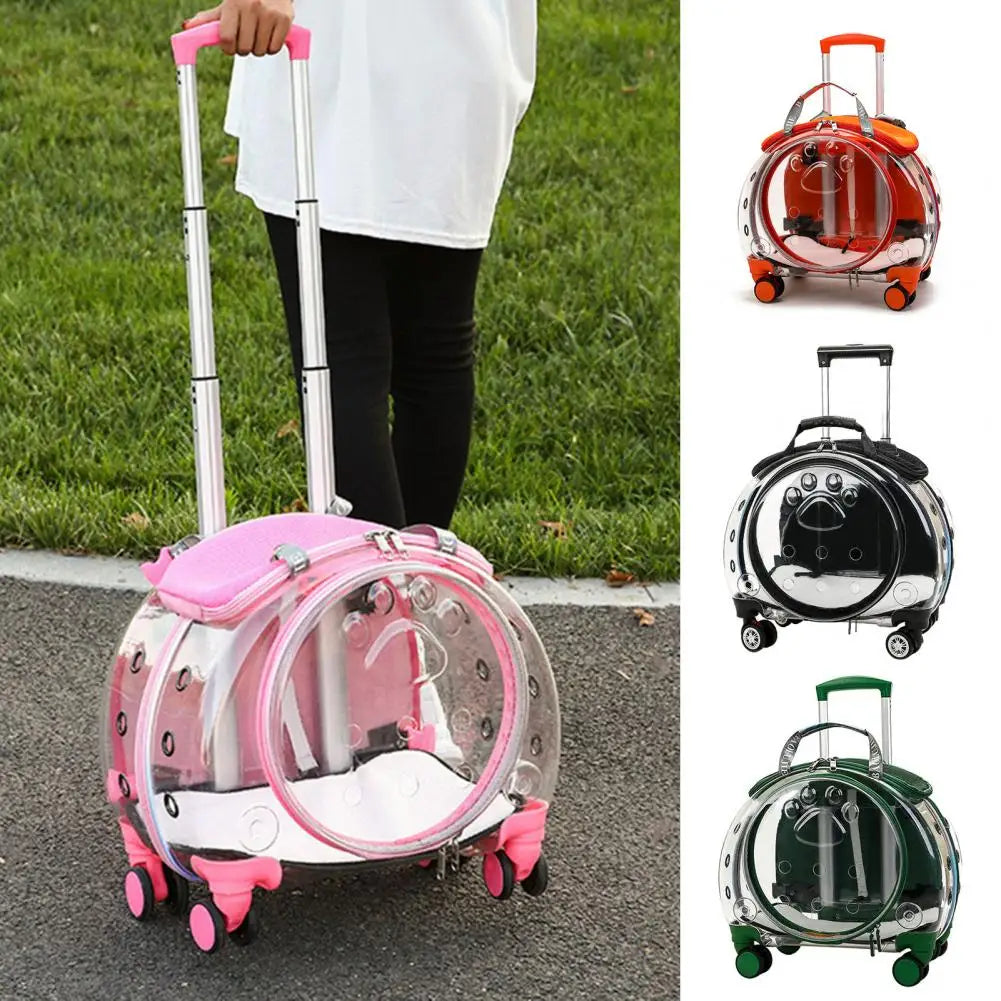Pet Trolley Case Clear Ventilation Holes Portable Travel Backpack