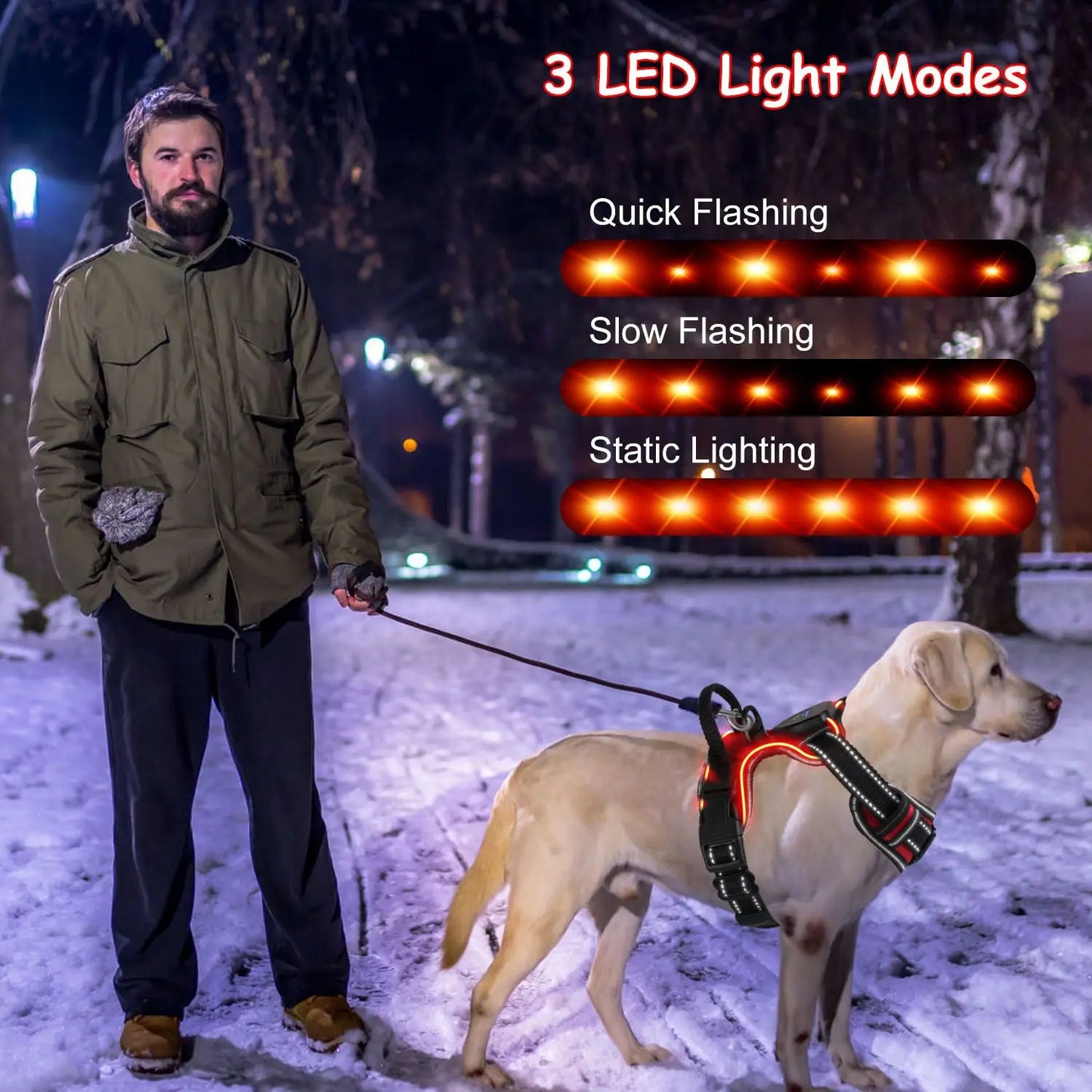 HunanHign-concerned LED Light Up Dog Harness With Handle