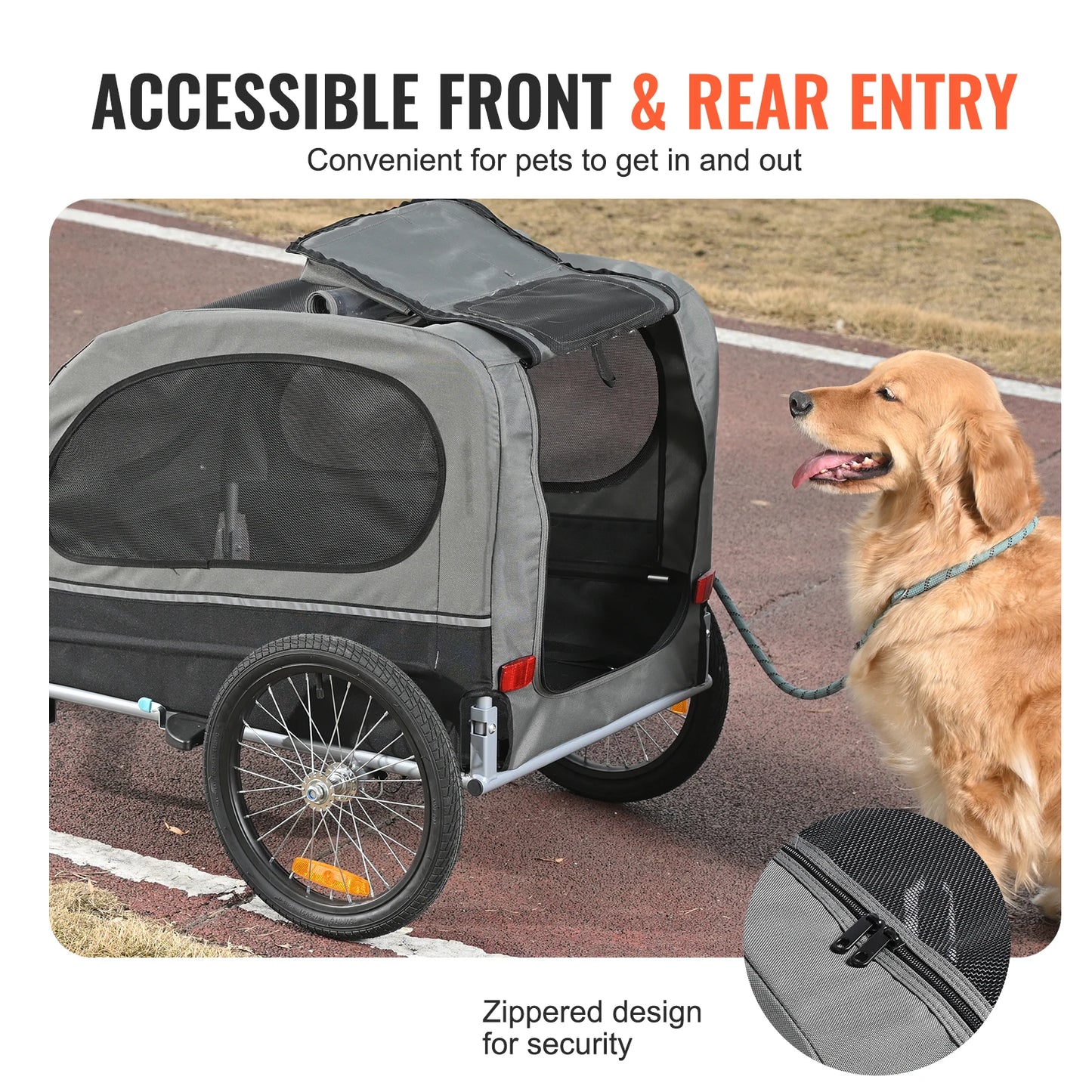 SucceBuy Dog Bike Trailer Carrier Collapsible With Reflectors