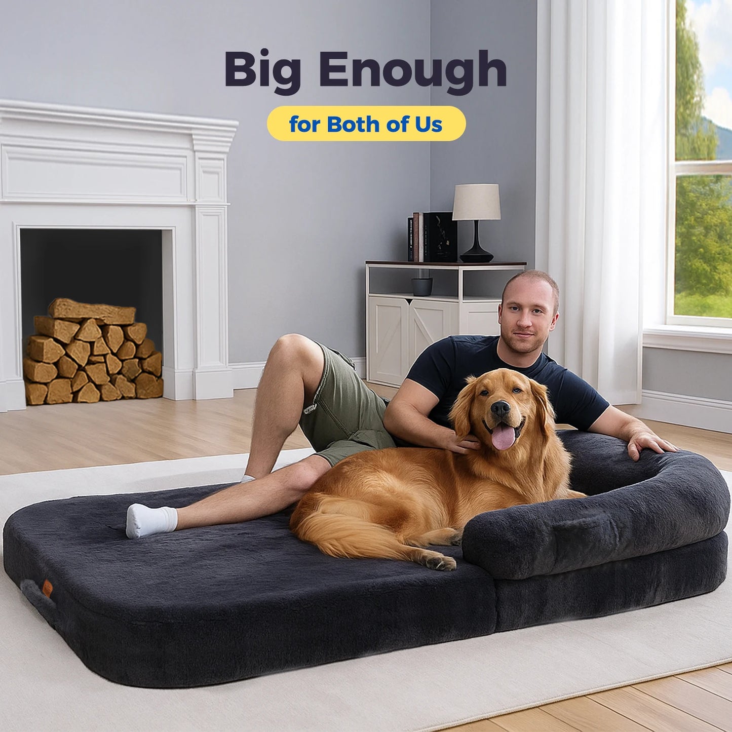 Portable Foldable Dog Bed Mat Machine Washable Faux Fur for Pets