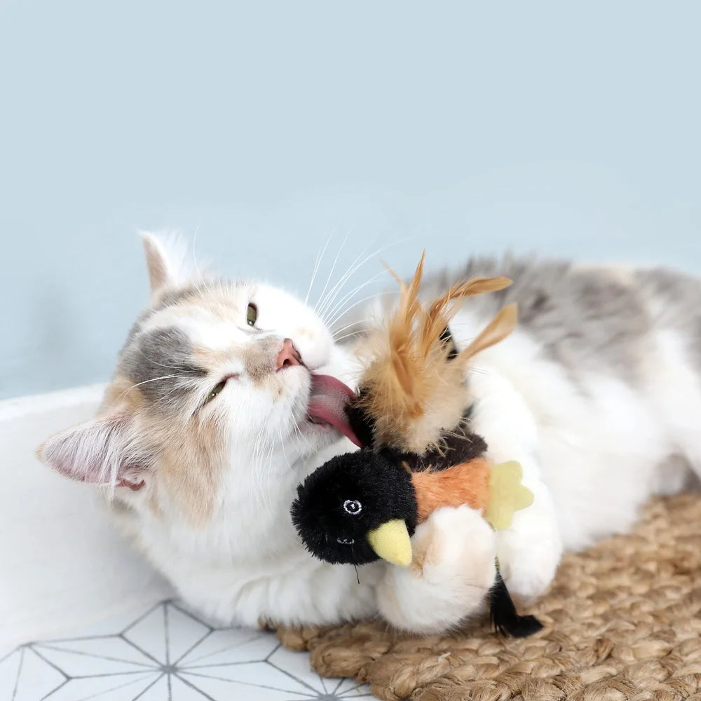 XMSJCN Catnip Plush Bird Toy With Realistic Sounds