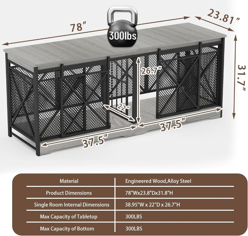Hign Concerned Wooden Dog Crate Furniture Removable Divider