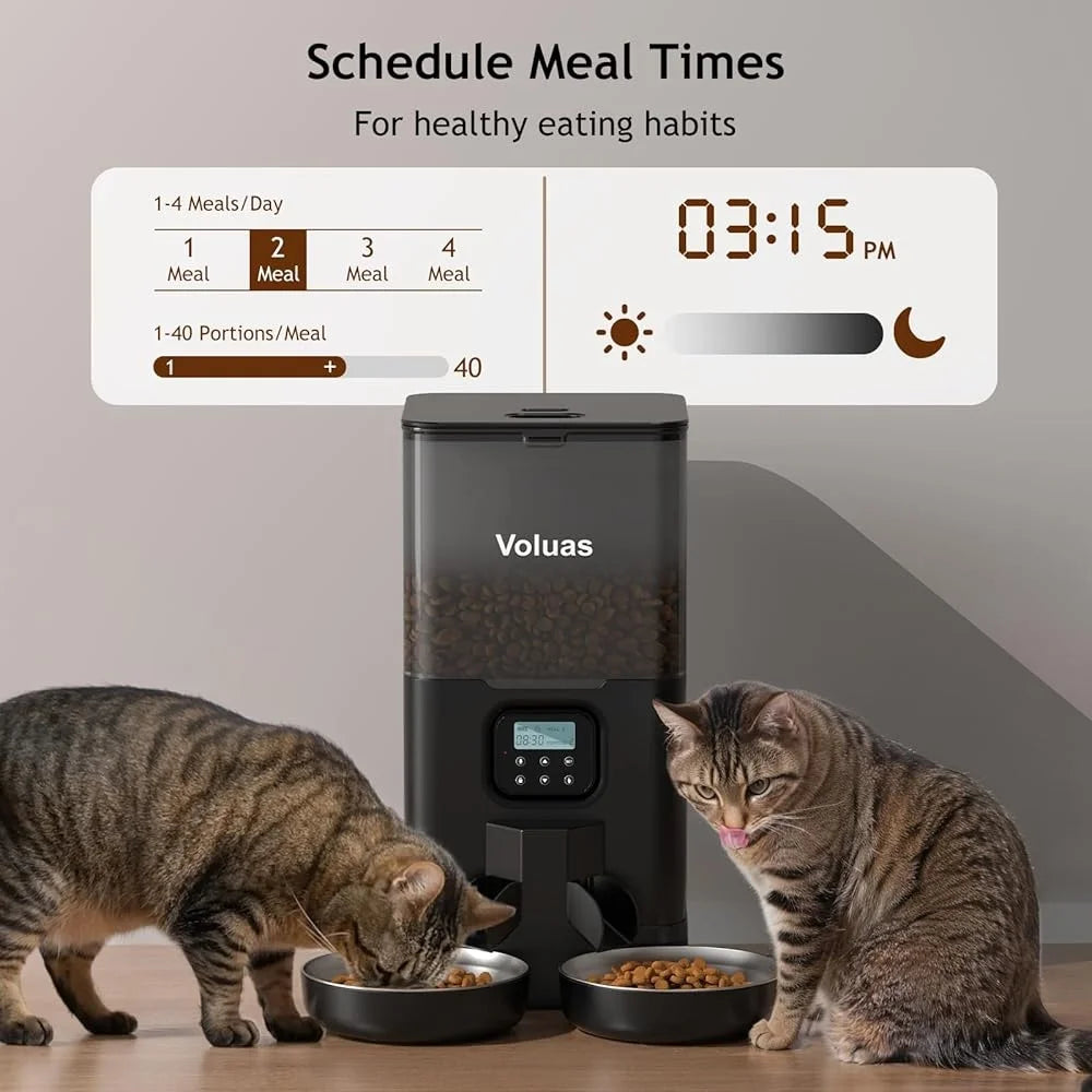 XMSJ Automatic Cat Feeder Two Cats With Memory Dispenser
