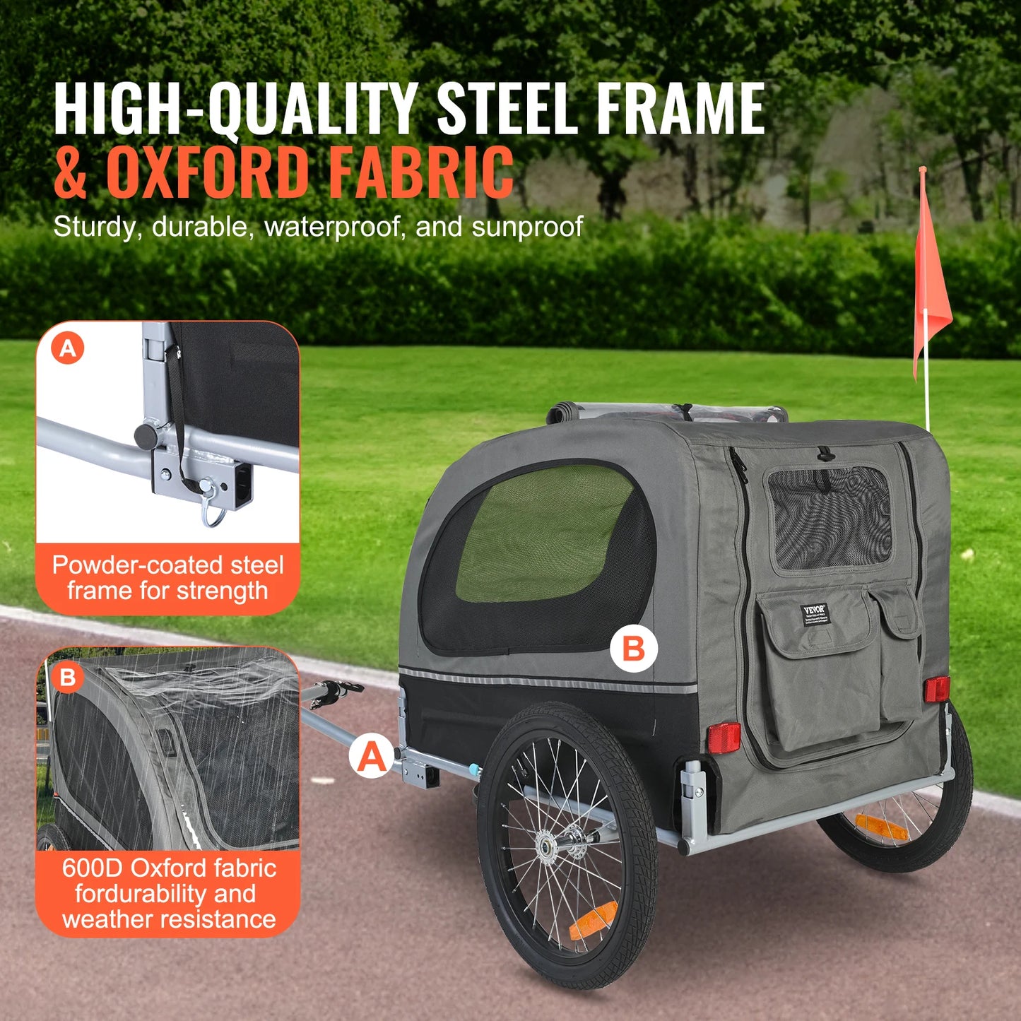 SucceBuy Dog Bike Trailer Carrier Collapsible With Reflectors