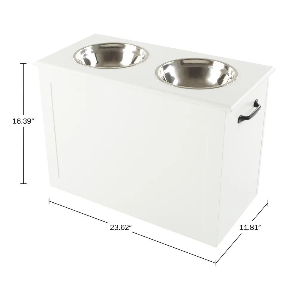 Elevated Dog Bowls with Hidden Storage and Adjustable Height Pet Feeder