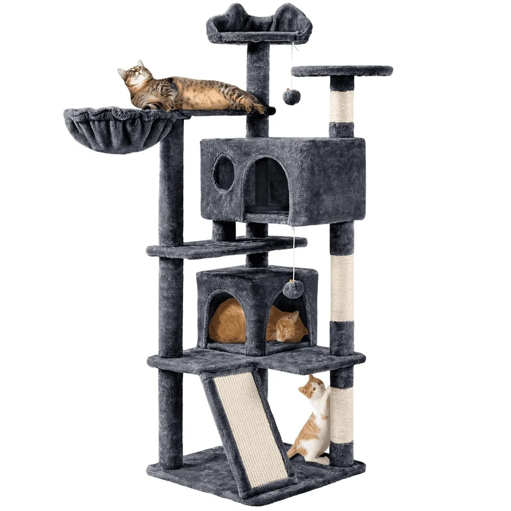 XMSJ Cat Tree Tower With Scratching Posts Cozy Condos