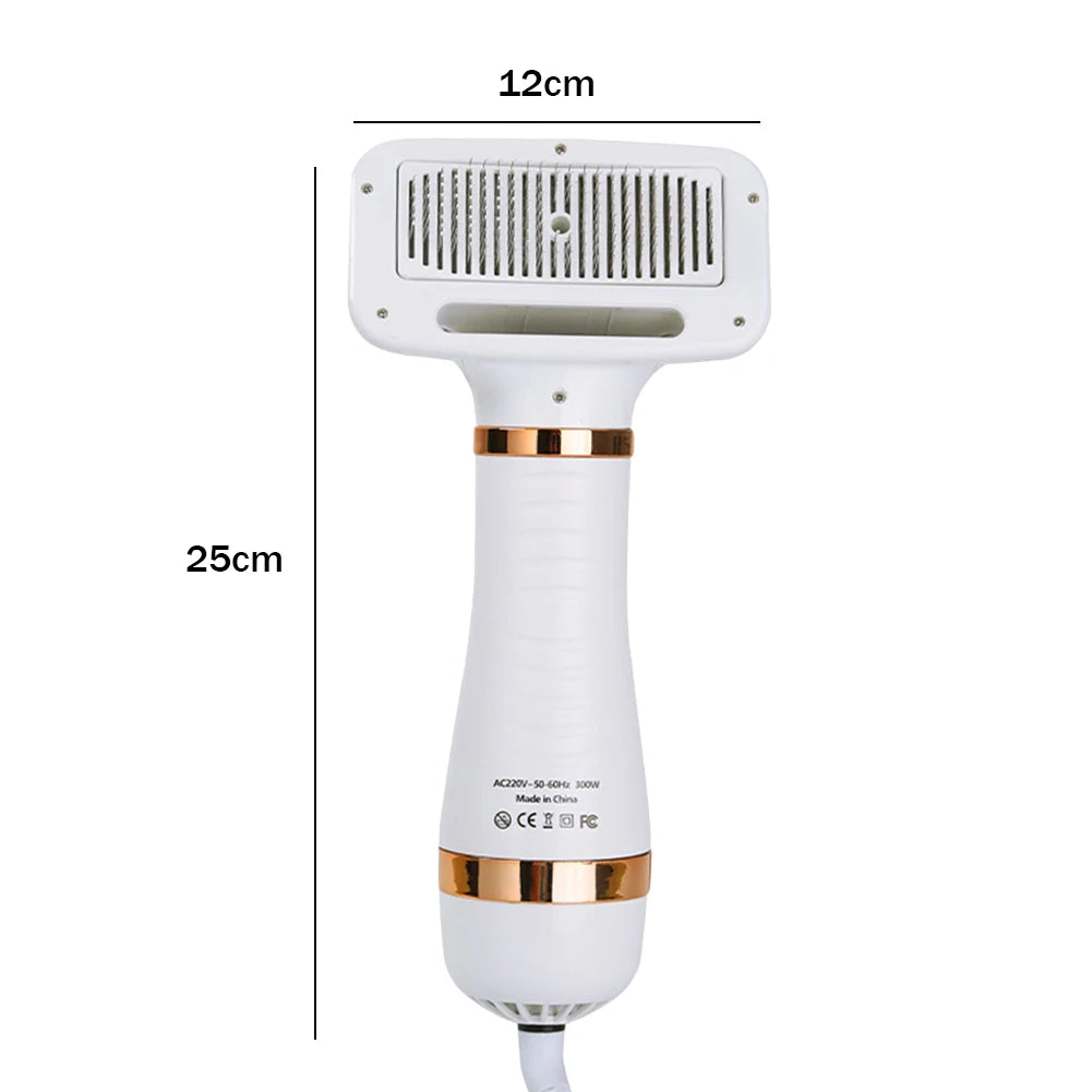 2 in 1 Portable Cat Grooming Brush and Low Noise Dog Hair Dryer Comb