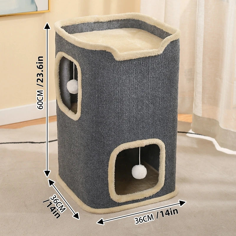 Guangdong 2 Layer Cat House Indoor Cat Cave Rectangular Bed