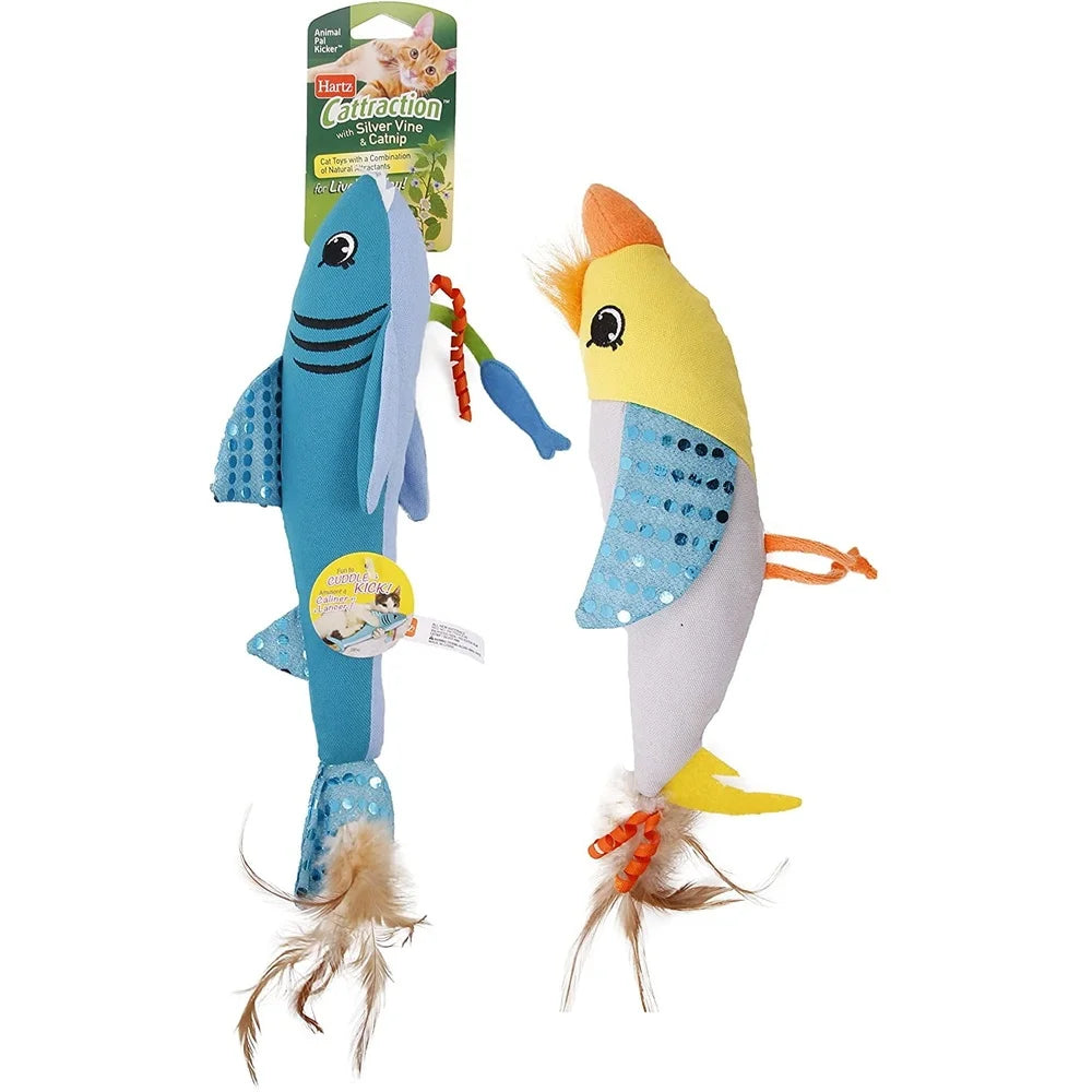 XMSJ Cat Kicker Toy With Silver Vine Feathers Ribbons