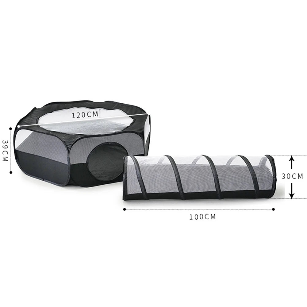 2 In 1 Cat Tunnel Rabbit Cage Foldable Multifunctional Pet Toy Supplies