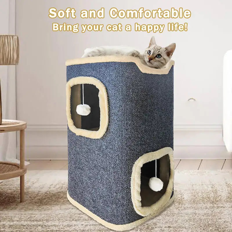 Guangdong 2 Layer Cat House Indoor Cat Cave Rectangular Bed