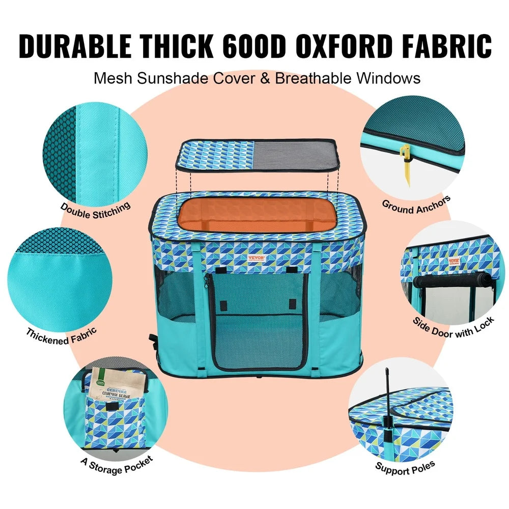 DUTRIEUX Portable Foldable Pet Playpen Indoor Outdoor Use