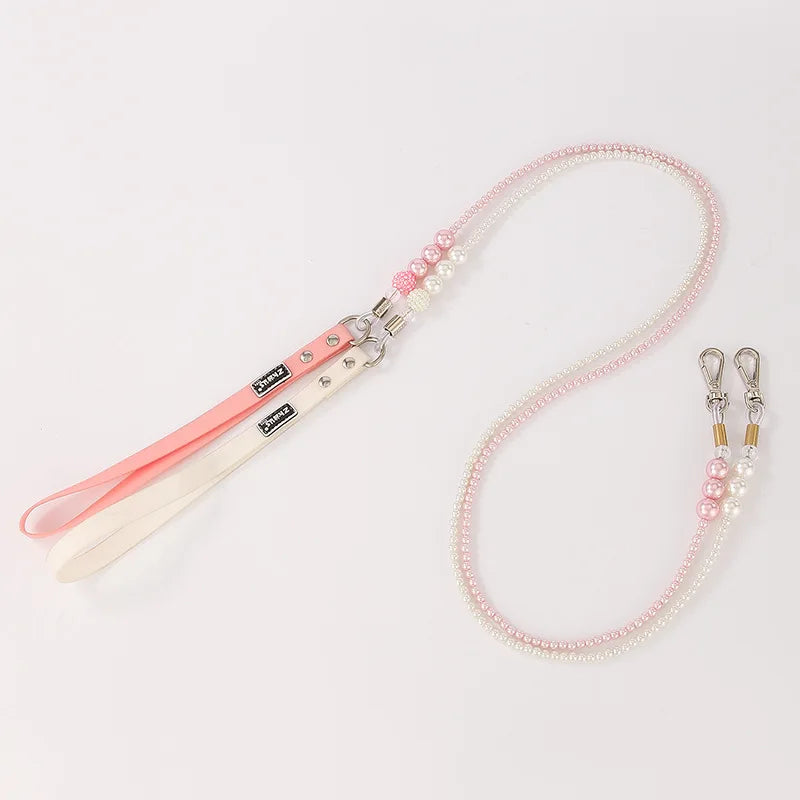 CN Shanghai Pearl Pet Collar And Leash Set With Star Charm