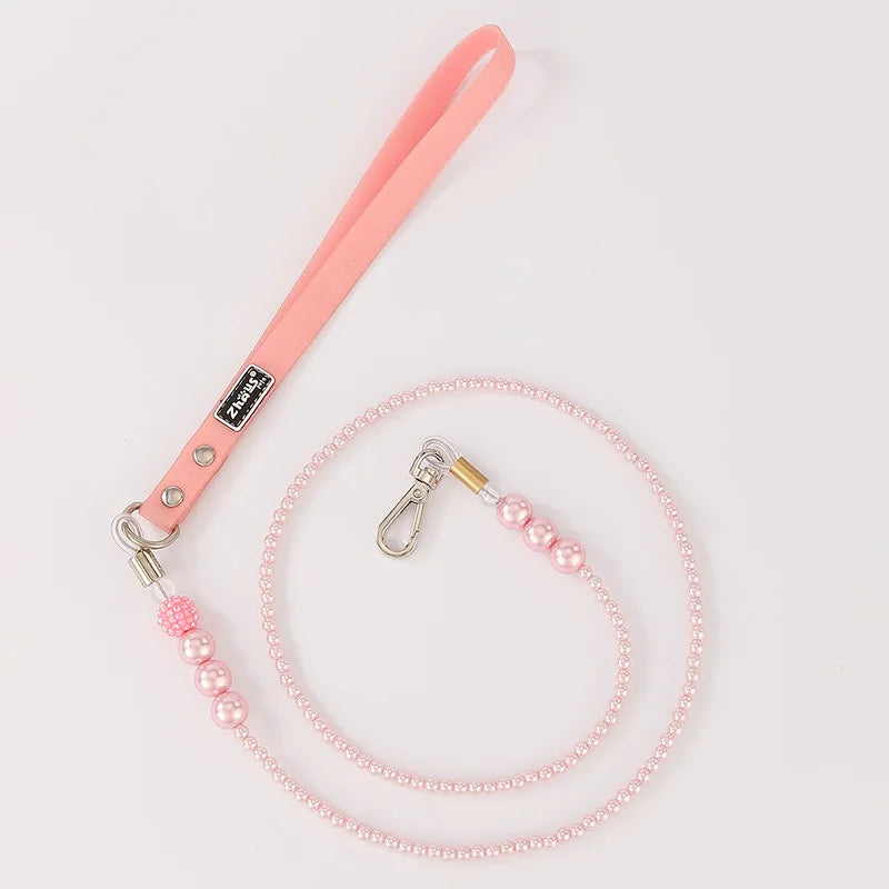 CN Shanghai Pearl Pet Collar And Leash Set With Star Charm