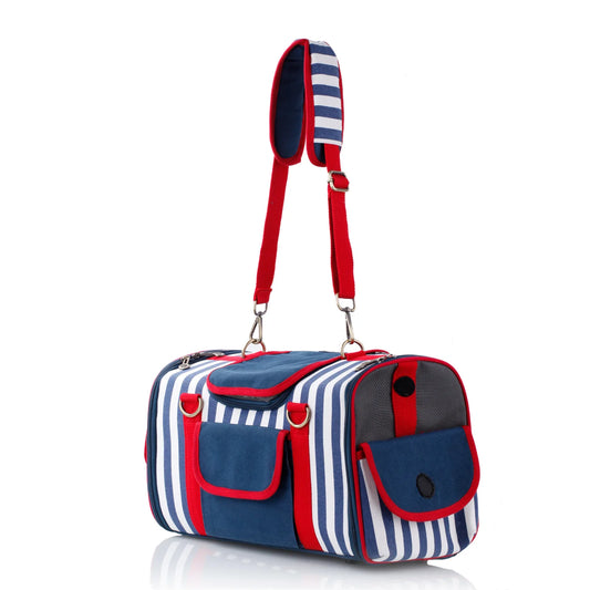 Striped Pet Travel Carrier Bag Small Dogs Cats Breathable