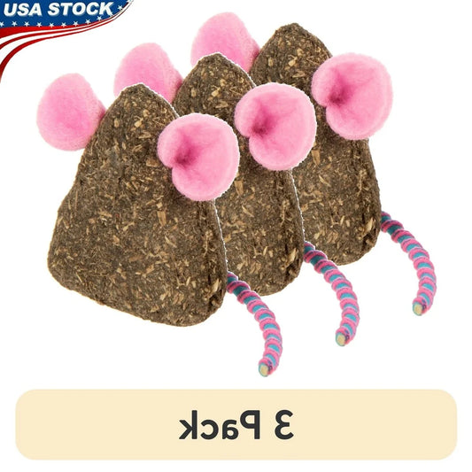 XMSJCN Catnip Mice Toys 3 Pack Elastic Tails Felt Ears