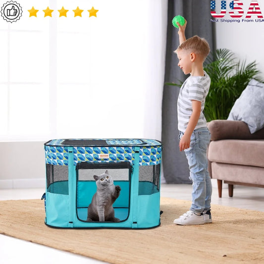 DUTRIEUX Portable Foldable Pet Playpen Indoor Outdoor Use