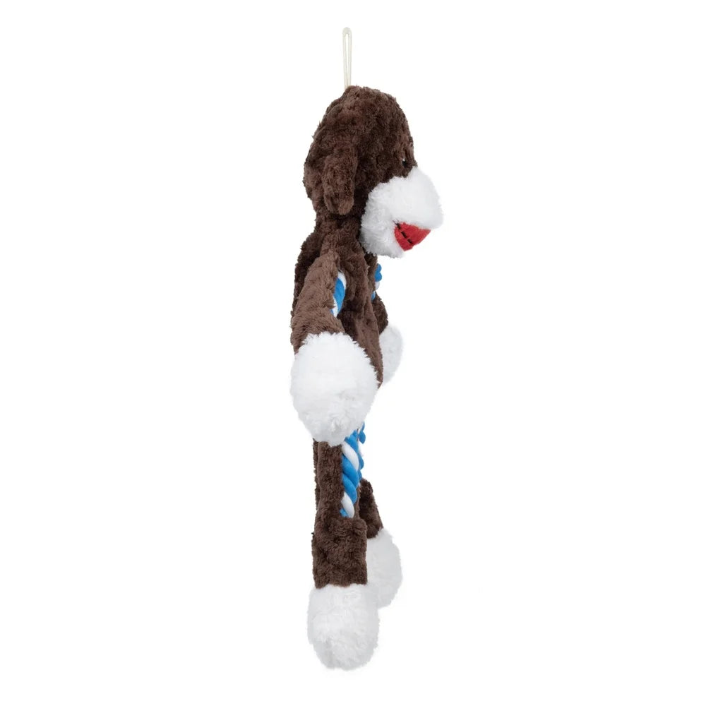 Tough Buddy Monkey Dog Toy Rope Chew Squeaky Tugging Durable Playtime