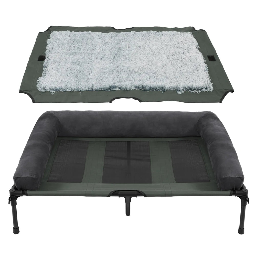 BORWARTCN Outdoor Raised Dog Bed With Cooling Mat Pad