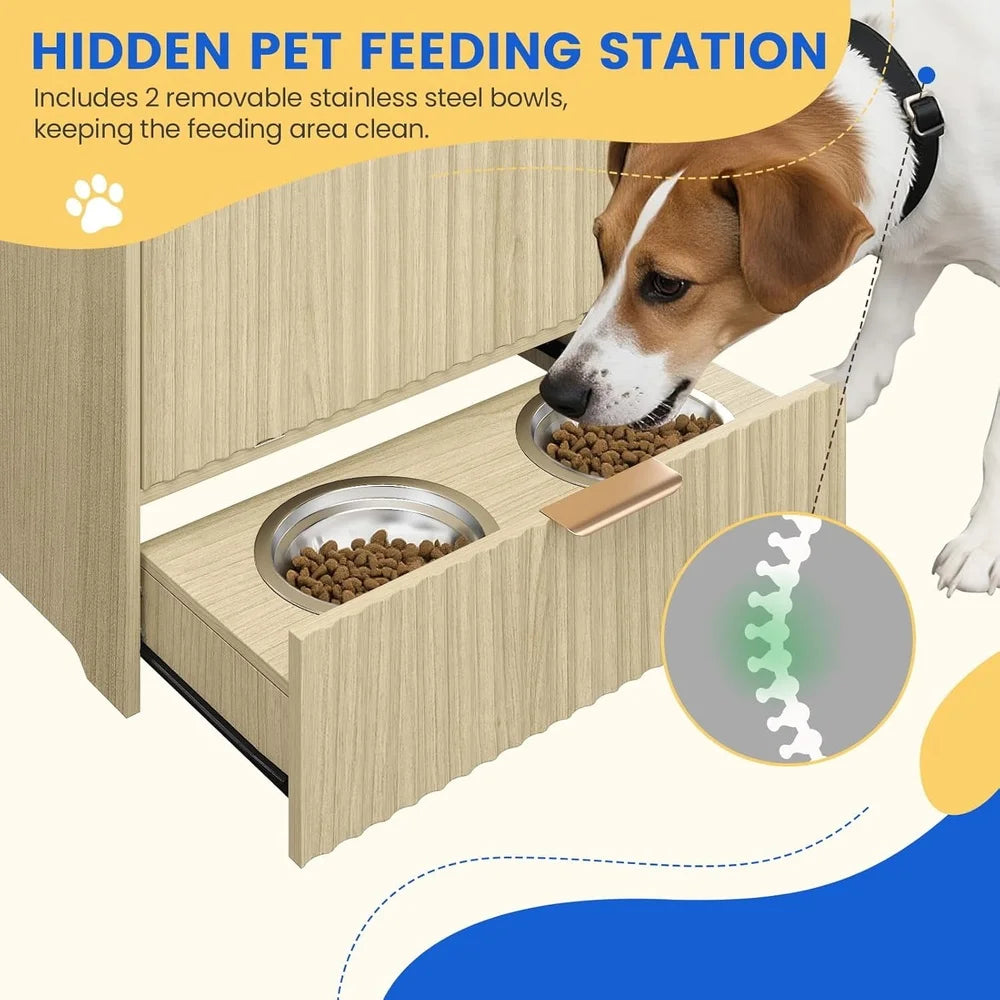 XMSJ Elevated Pet Feeding Station With Pull Out Drawer