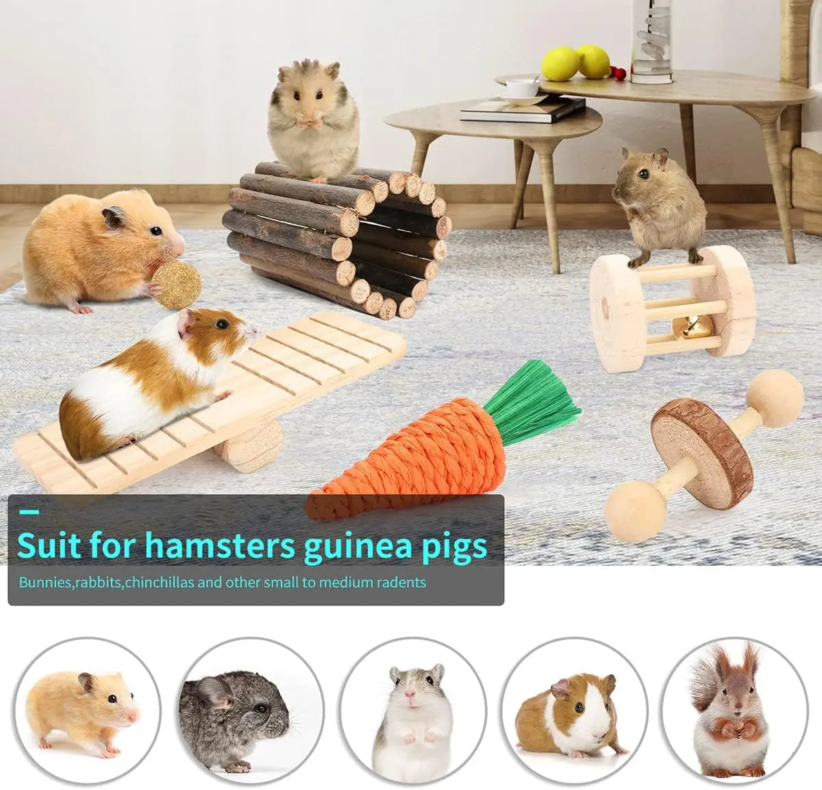 Hign Concerned 12 Piece Hamster Cage Chew Toy Set Bundle
