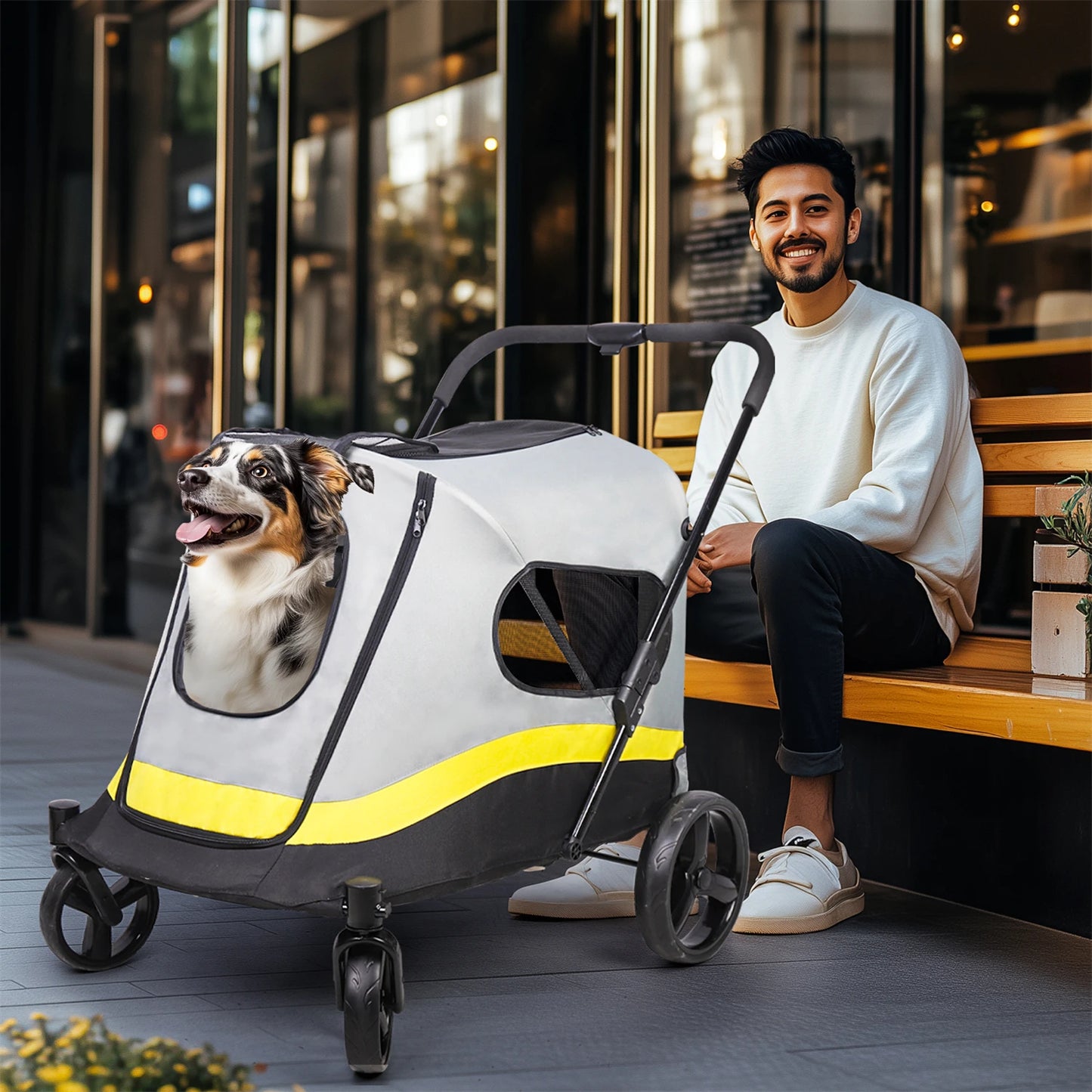 One Click Foldable Pet Stroller For Dogs And Cats Carrier