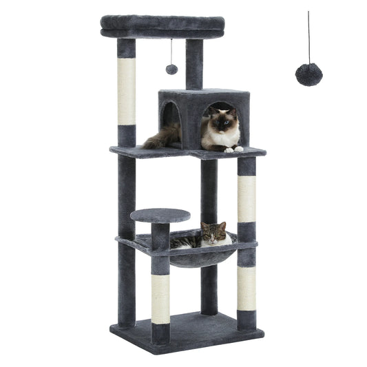 5-Level Cat Tree Tower for Large Indoor Cats with Hammock and Scratching Posts