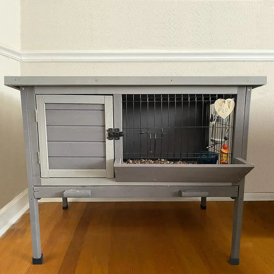 Hign-concerned Bunny Cage With Casters Waterproof Roof