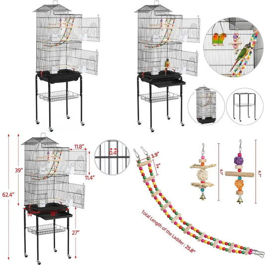 Yaheetech Bird Cage With Detachable Rolling Stand For Parrot