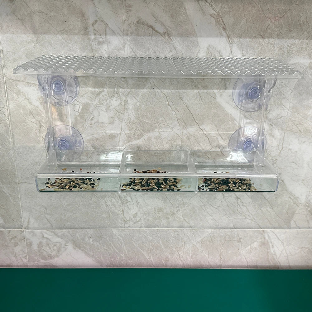 Window Mounted Bird Feeder with Strong Suction Cups for Outdoor Gardens