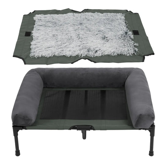 BORWARTCN Outdoor Raised Dog Bed With Cooling Mat Pad