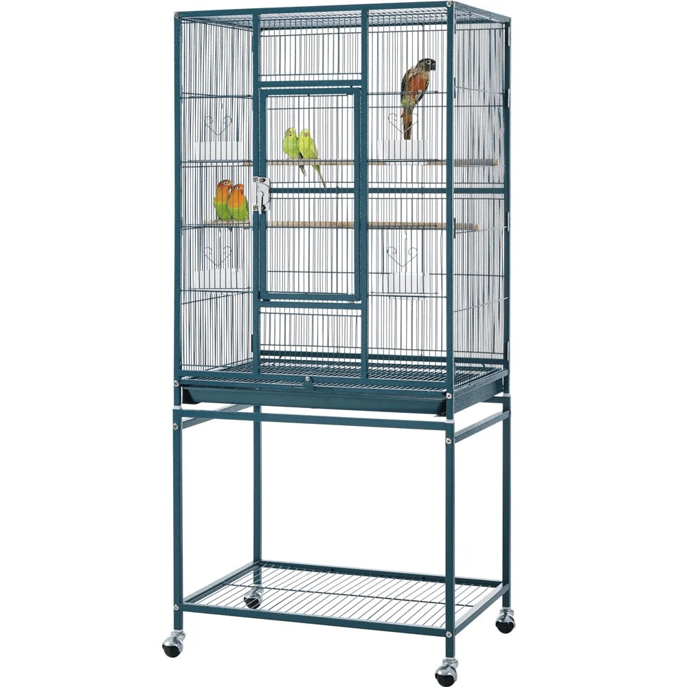 Large Rolling Pet Cage for Birds and Small Animals with Detachable Stand
