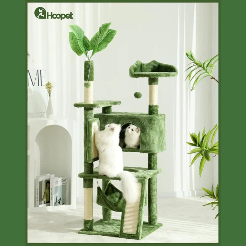 Hoopet Indoor Cat Tree Tower with Plush Perch and Scratching Board