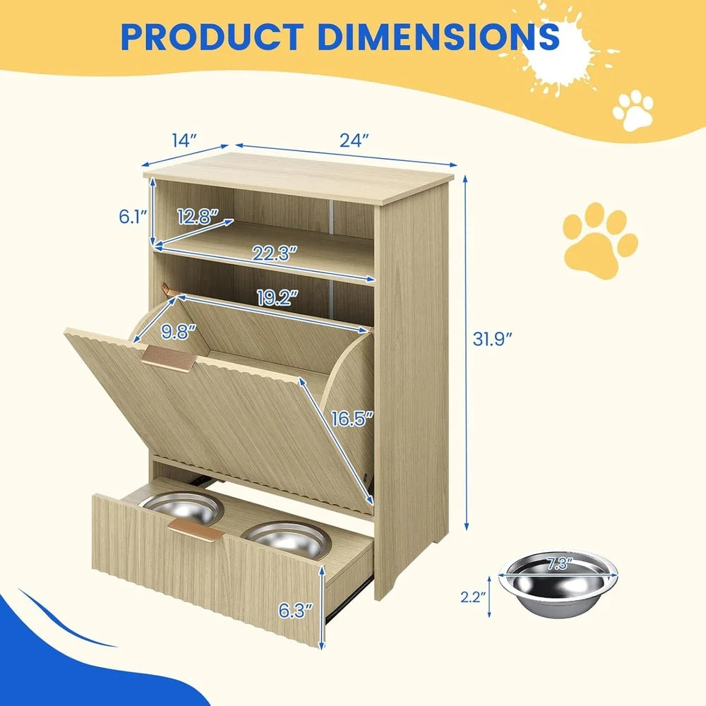 XMSJ Elevated Pet Feeding Station With Pull Out Drawer