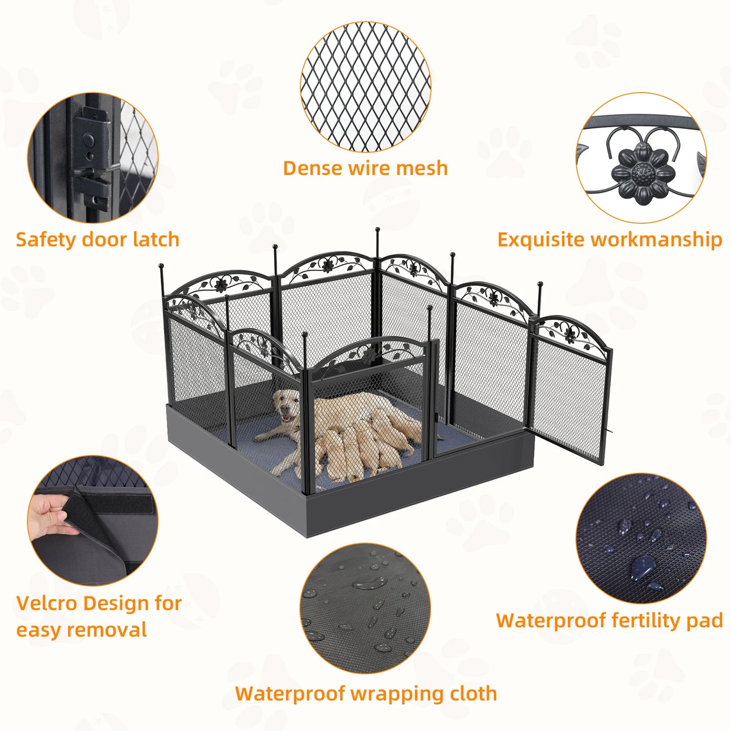 Bingopaw Metal Dog Playpen With Gate Fence Cage Heavy Duty