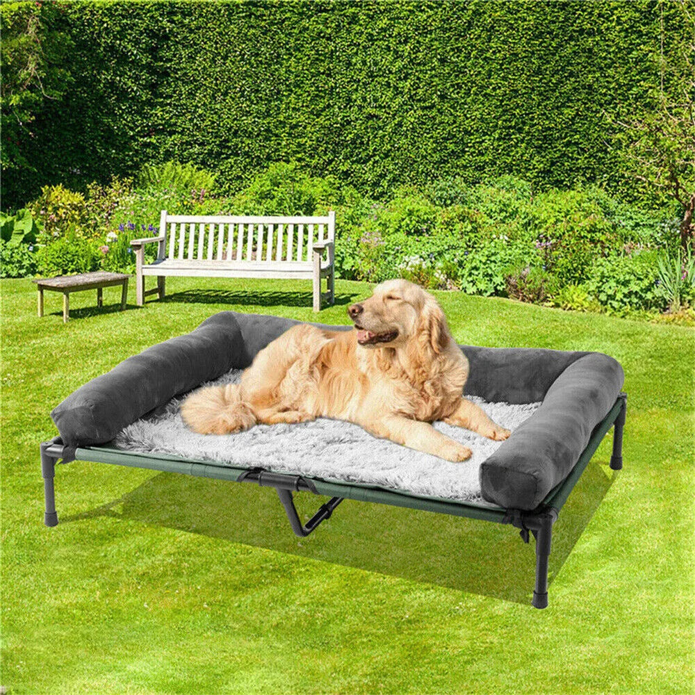 BORWARTCN Outdoor Raised Dog Bed With Cooling Mat Pad