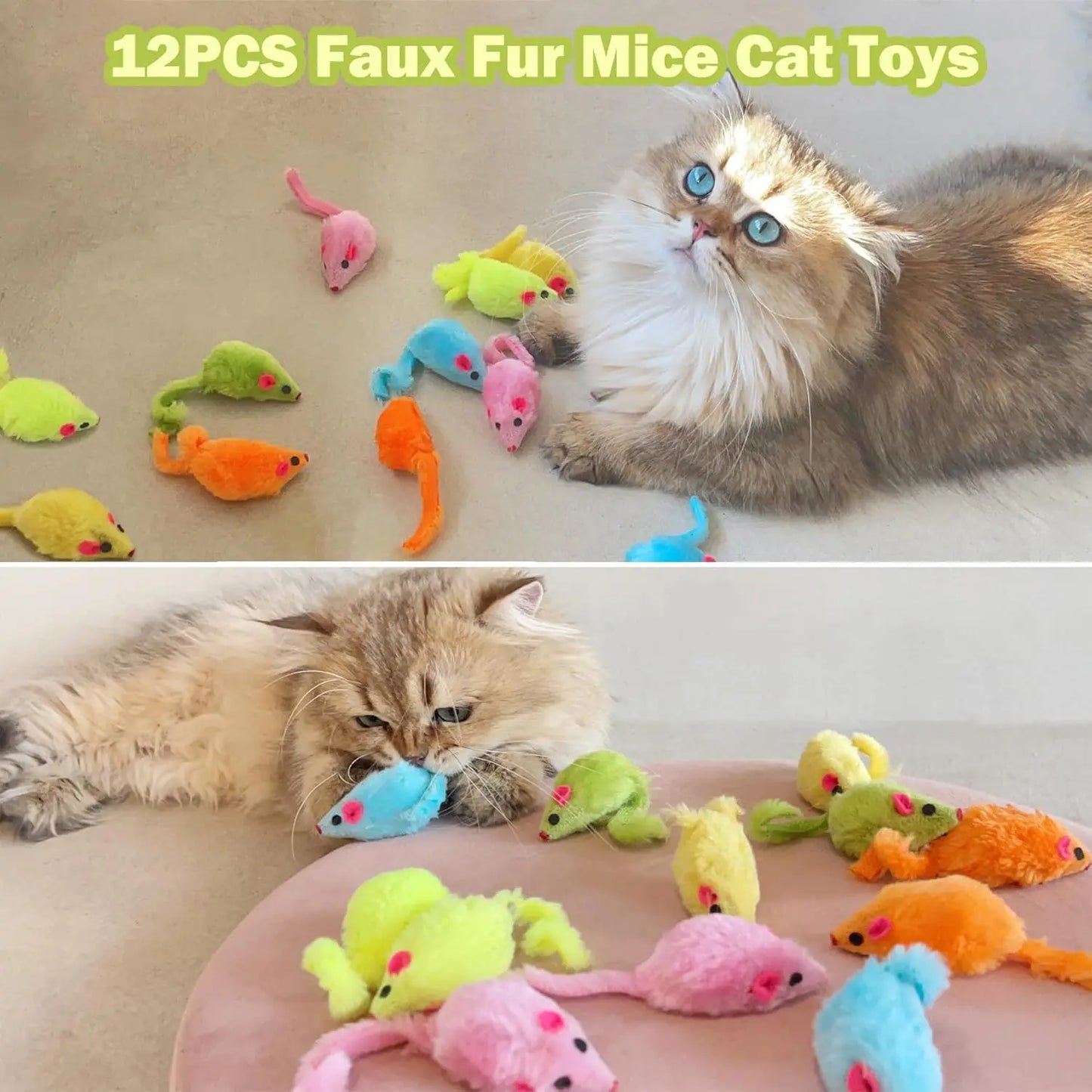 Zhejiang Catnip Faux Fur Cat Mouse Toys 12 Pack Bundle