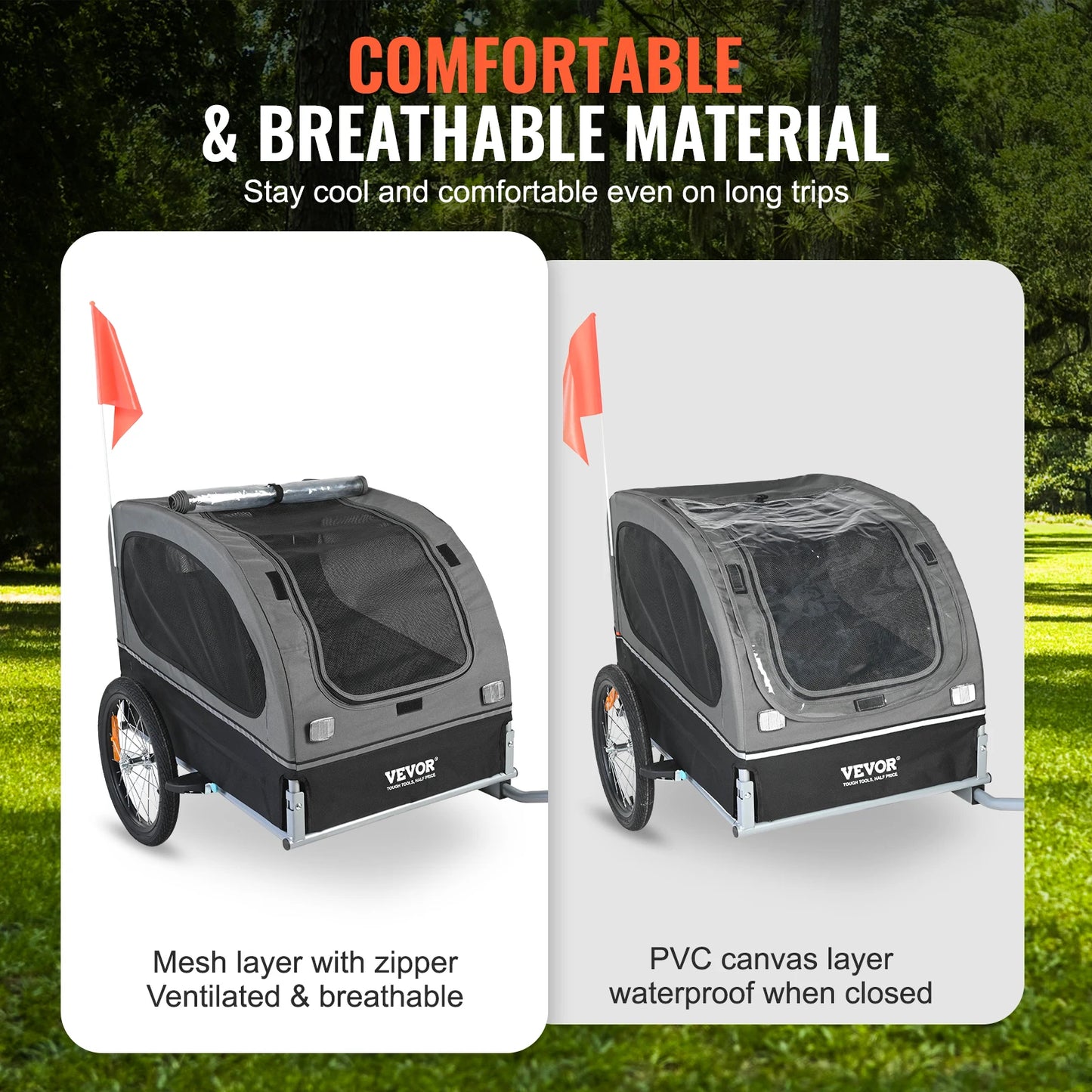 SucceBuy Dog Bike Trailer Carrier Collapsible With Reflectors