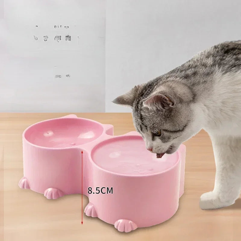 Tilted Raised Cat Food Bowls Elevated Feeding Set for Healthy Mealtime