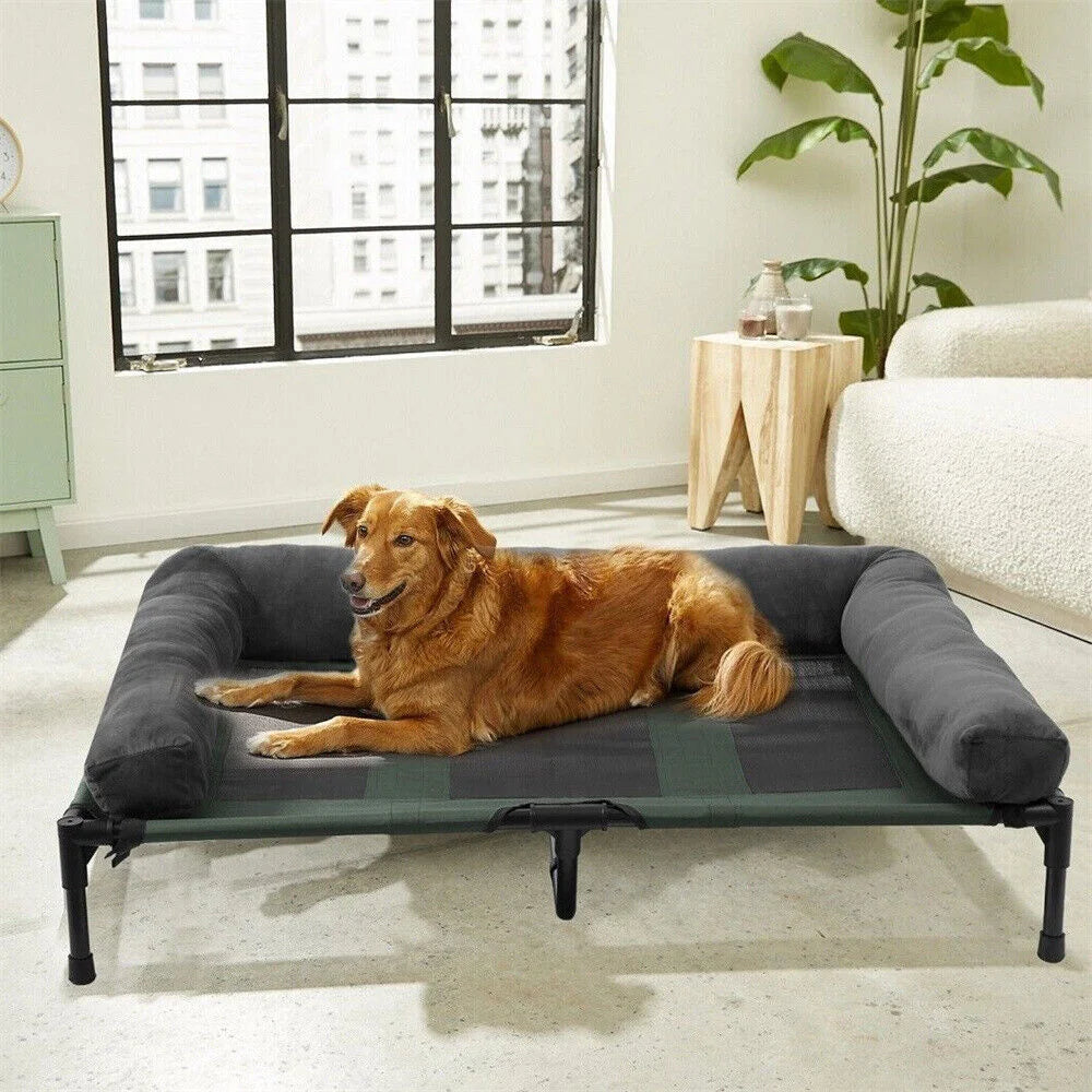 BORWARTCN Outdoor Raised Dog Bed With Cooling Mat Pad