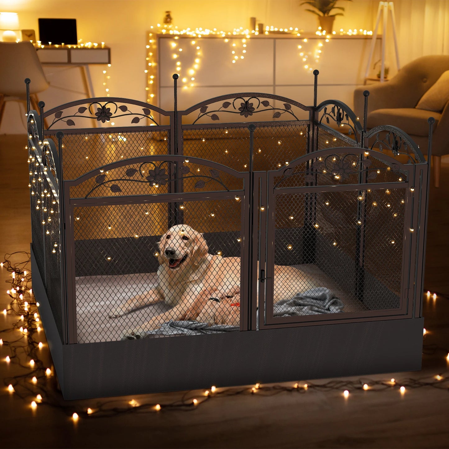 Bingopaw Metal Dog Playpen With Gate Fence Cage Heavy Duty