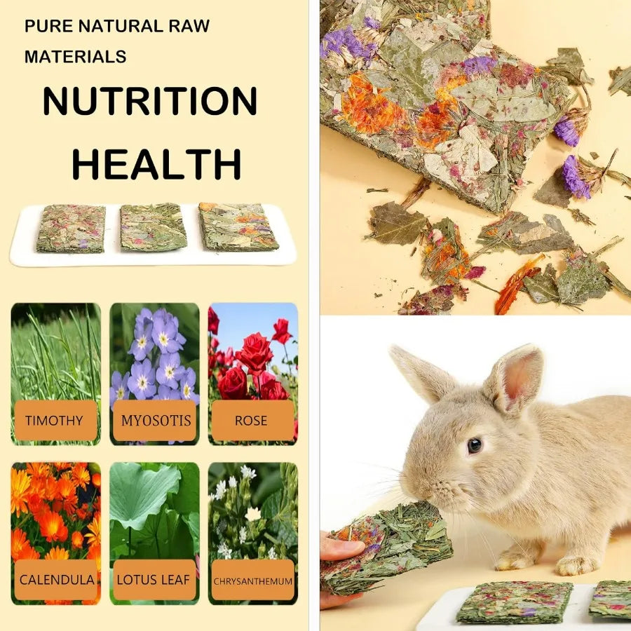 Hign-Concerned Rabbit Toys Herbal Flowers Timothy Hay Chews