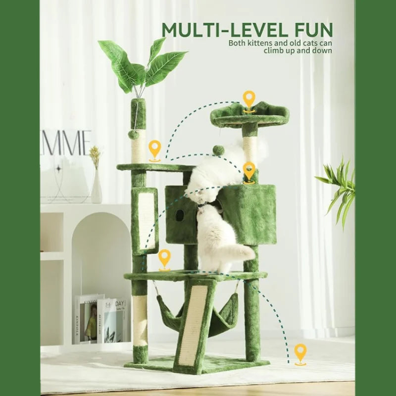 Hoopet Indoor Cat Tree Tower with Plush Perch and Scratching Board